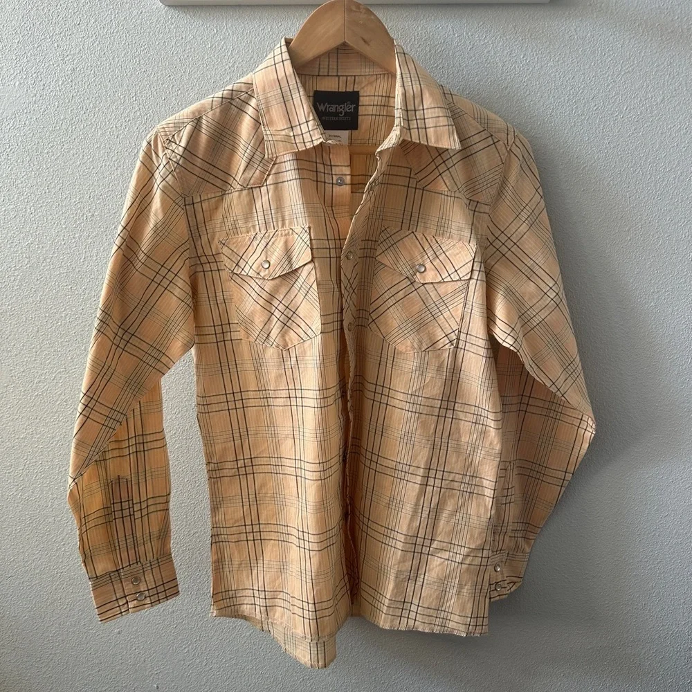 Wrangler Beige Plaid Western Shirt